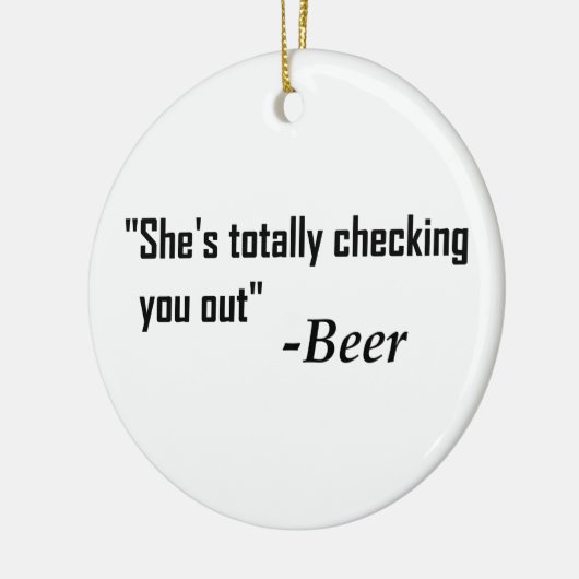 "Sie überprüft dich komplett" - Bier Keramikornament (Links)