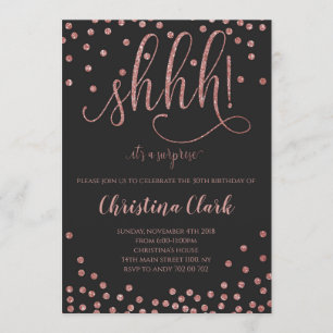 Sie überrascht Geburtstagspartei Rose Gold Confett Einladung