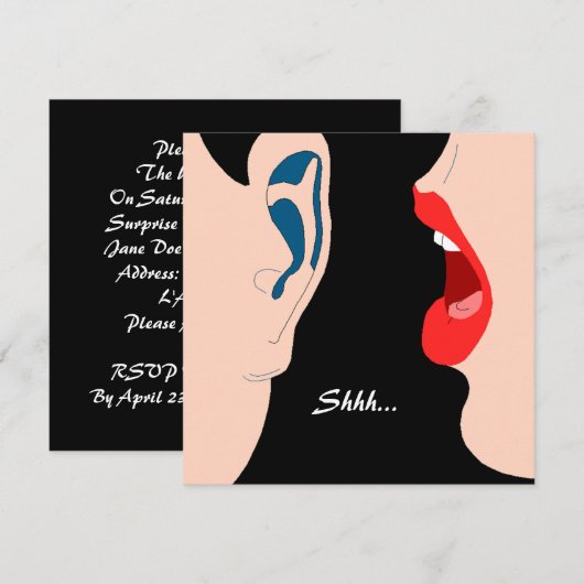 Sie... Überraschung Party Einladung Flüstern im Oh (Vorne/Hinten)