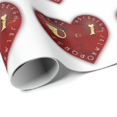 Sie und ich - Alphabet-Spiel auf einem roten Herz Geschenkpapier (Rolleneckpunkt)