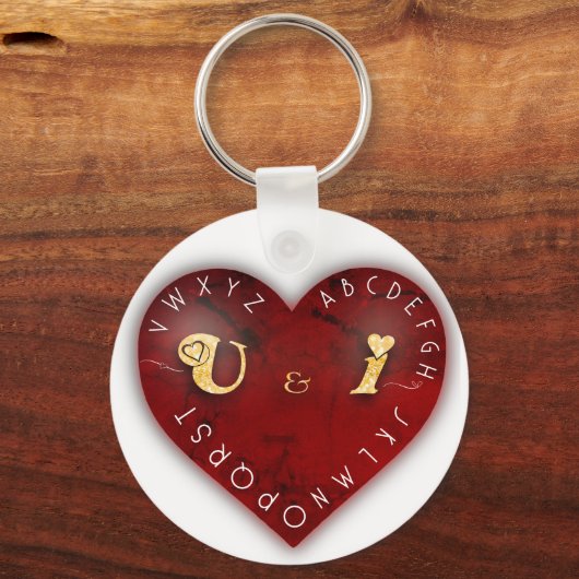 Sie und ich - Alphabet-Spiel auf einem roten Herz Schlüsselanhänger (Vorderseite)