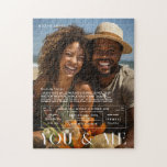 Sie und ich | Foto für Personalisierte Paare Puzzle<br><div class="desc">Dieses Hochzeitsstats-Puzzle ist so gestaltet, dass es wie ein stilvolles Titelbild eines Magazins aussieht. Mit trendigem, modernem Typografie-Overlay und Ihrem bevorzugten Foto. Ein perfekter Sake für einen ganz besonderen Tag. Verwenden Sie die Entwurfswerkzeuge, um eine beliebige Hintergrundfarbe auszuwählen, Fotos hinzuzufügen, Textfarben und Schriftart zu ändern, um einen eigenen Einheitsbezug zu...</div>
