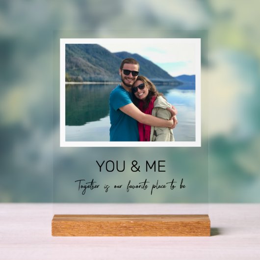 Sie und ich Foto und Personalisierter Text Acrylschild (Neutral)