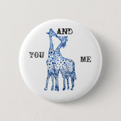 Sie und ich Girafes Kiss Round Abzeichen Button (Vorderseite)