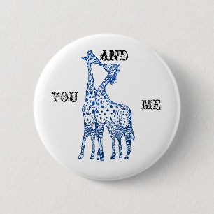 Sie und ich Girafes Kiss Round Abzeichen Button