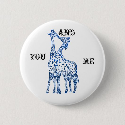 Sie und ich Girafes Kiss Round Abzeichen Button (Vorderseite)