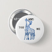 Sie und ich Girafes Kiss Round Abzeichen Button (Vorne & Hinten)