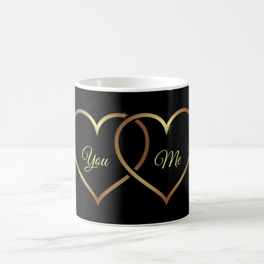 Sie und ich Gold hören Romance Kaffeetasse (Mittel)