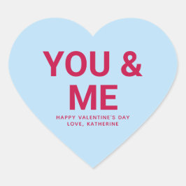 Sie und ich niedliche Valentinstag-Konversation Herz-Aufkleber