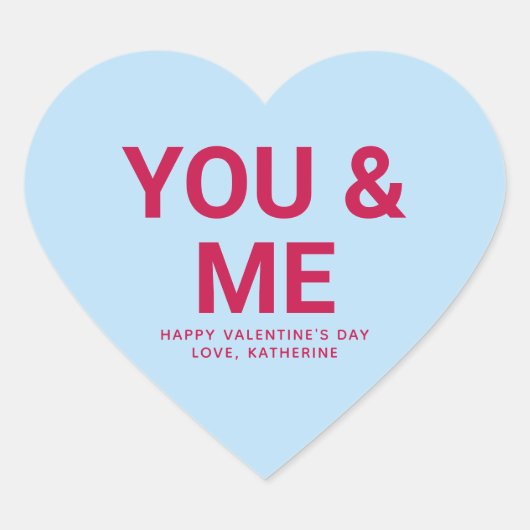 Sie und ich niedliche Valentinstag-Konversation Herz-Aufkleber (Vorderseite)