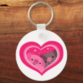 Sie und ich (Schweine mit Niedlichem Cartoon) Schlüsselanhänger (Vorderseite)