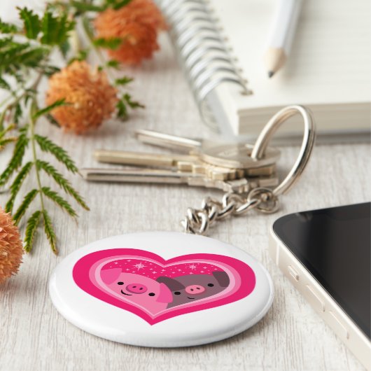 Sie und ich (Schweine mit Niedlichem Cartoon) Schlüsselanhänger (Seite)