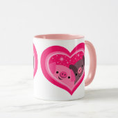 Sie und ich (Schweine mit Niedlichem Cartoon) Tasse (VorderseiteRechts)