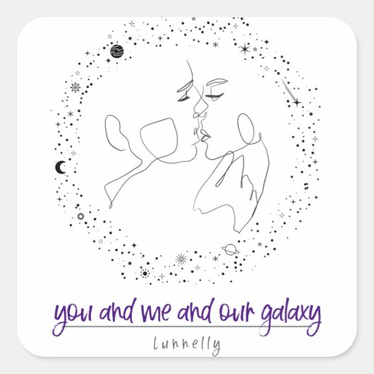 Sie und ich und unsere Galaxie Quadratischer Aufkleber (Vorderseite)