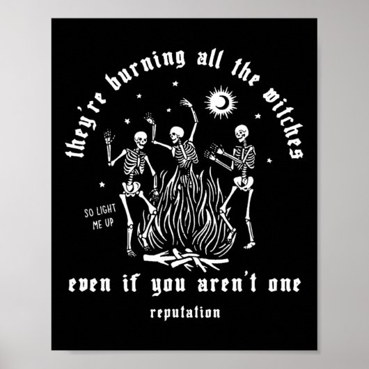 Sie verbrennen alle Hexen Halloween-Skelett Poster (Vorne)
