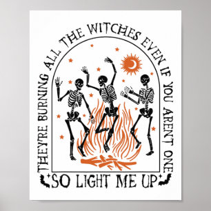 Sie verbrennen alle Hexen Skeletton Halloween Poster