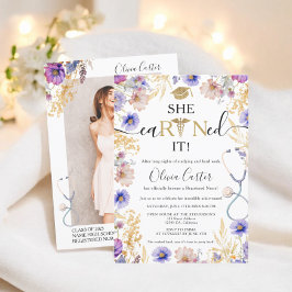 Sie verdiente es Wildblume Gold RN Graduation Part Einladung