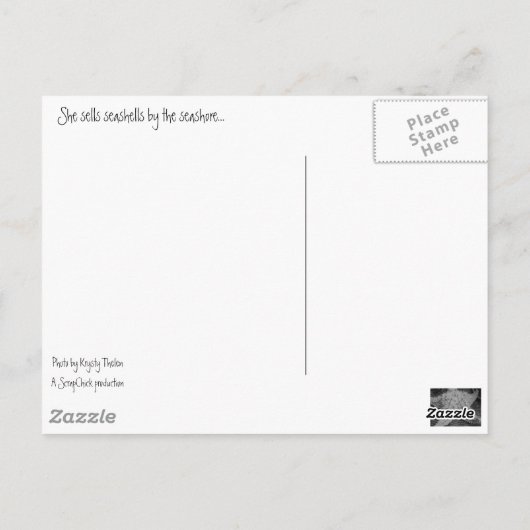 Sie verkauft Muscheln am Meer Postkarte (Rückseite)