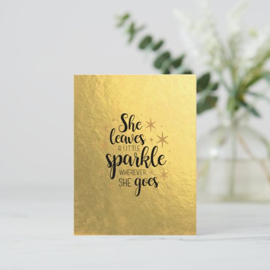 Sie Verlasse ein bisschen sparkle Postkarte (Stehend Vorderseite)