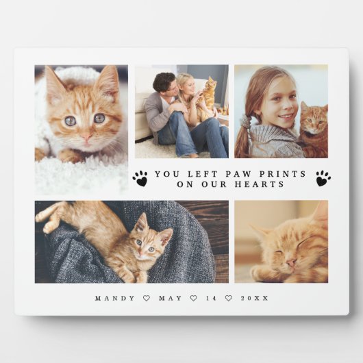 Sie Verlassen Paw Prints auf unserer Herz-FotoColl Fotoplatte (Vorderseite)
