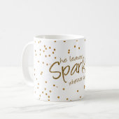 Sie Verlasst ein bisschen Sparkle in Gold und Weiß Kaffeetasse (Vorderseite Links)