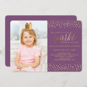 Sie Verlasst ein wenig Sparkle KINDERGEBURTSTAG IN Einladung (Vorne/Hinten)