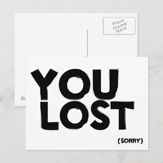 SIE VERLOREN POSTKARTE (Vorne/Hinten)