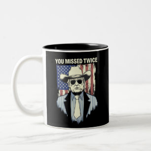 Sie verpassten zweimal Western Trump Cowboy Trump  Zweifarbige Tasse