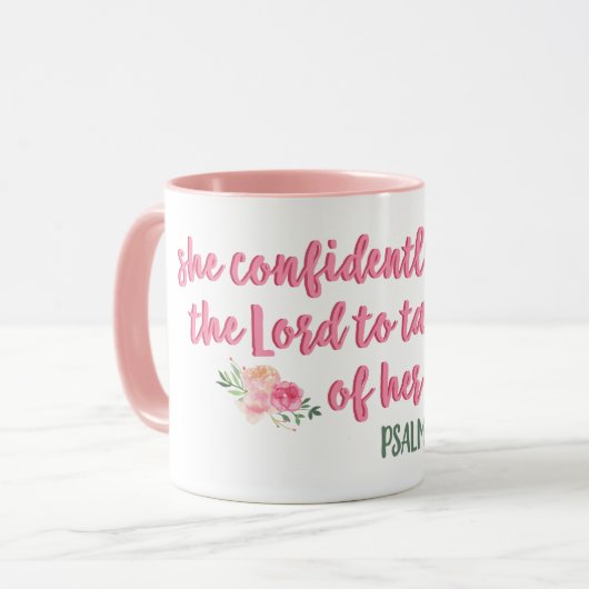 Sie vertraut dem Herrn // Bibelverse Tasse (Vorderseite Links)
