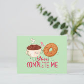 Sie vervollständigen mich Niedlich Donut Funny Val Postkarte (Stehend Vorderseite)