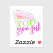 Sie wachsen Mädchen Hand gezogen Palm Leaf Neon Aufkleber (Blatt)