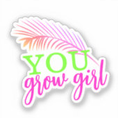 Sie wachsen Mädchen Hand gezogen Palm Leaf Neon Aufkleber (Vorderseite)