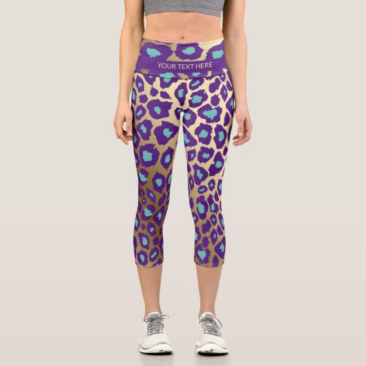 SIE WÄHLEN Farben auf Gold Cheetah Print Capri Leggings (Vorderseite)