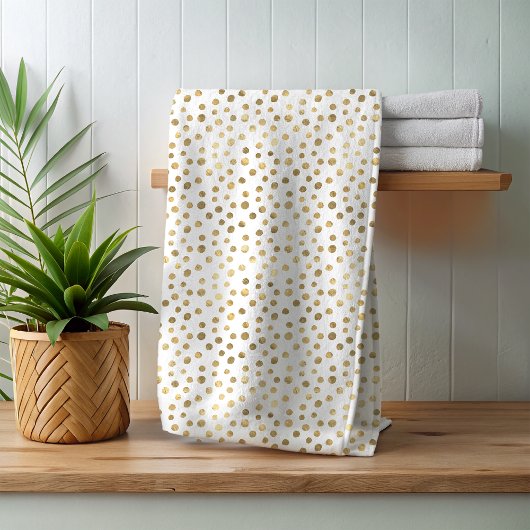 Sie wählen Farbspezifische Gold Foil Polka Punkte. Badhandtuch Set