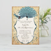 Sie wählen Hintergrundfarbe - Damask Peacock Einladung (Stehend Vorderseite)