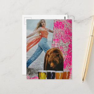 Sie wählte die Bär surreale Collage Postkarte
