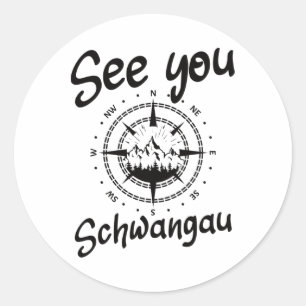 Sie wandern Schwangau Deutschland Urlaub Ski Comp Runder Aufkleber