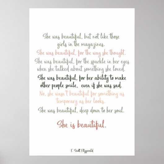 Sie war schön von F. Scott Fitzgerald Poster (Vorne)