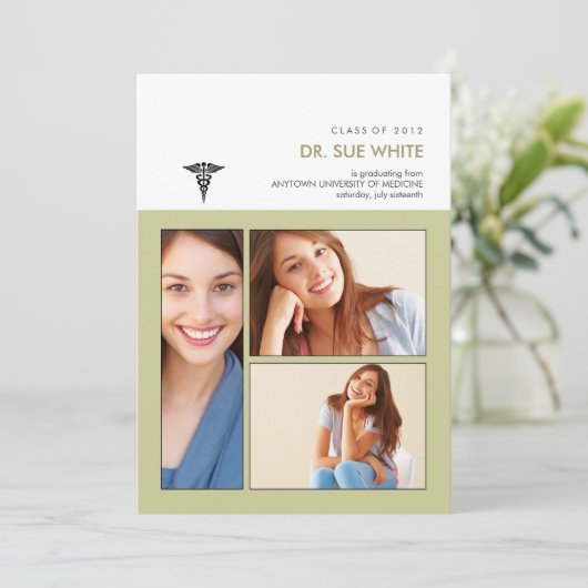 Sie waren gerahmt Caduceus Medical Abschluss Einladung (Stehend Vorderseite)