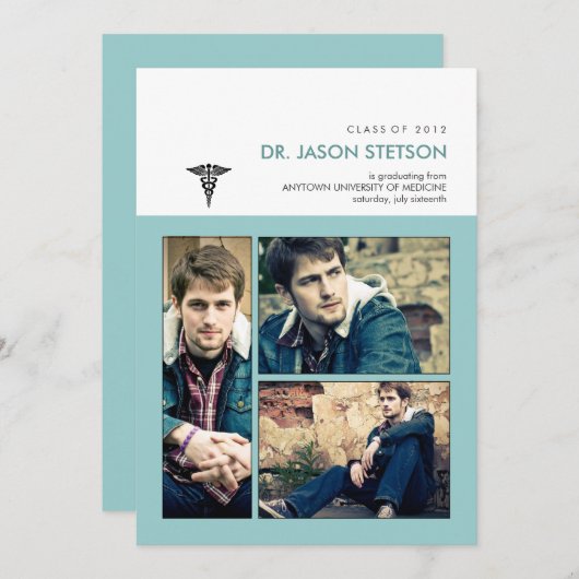 Sie waren gerahmt Caduceus Medical Abschluss Einladung (Vorne/Hinten)