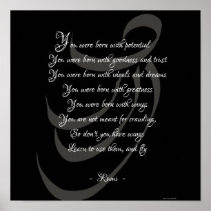 Sie waren mit Flügel Rumi Klugheit geboren Poster