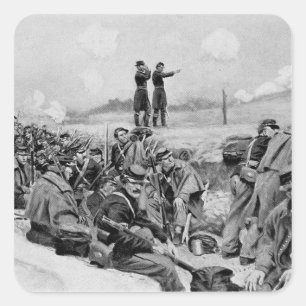 Sie warteten auf den Befehl zum Anklage Quadratischer Aufkleber