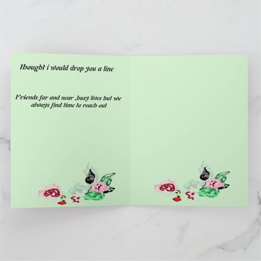 Sie: Wein mit Rose Karte (Innenseite)