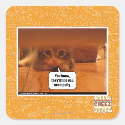 Sie werden dich finden quadratischer aufkleber (Vorderseite)