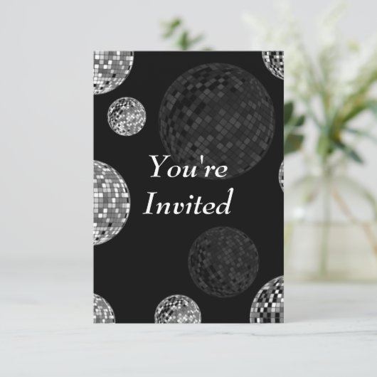 Sie werden - Disco-Bälle eingeladen Einladung (Stehend Vorderseite)