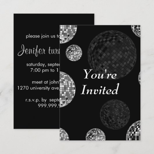 Sie werden - Disco-Bälle eingeladen Einladung (Vorne/Hinten)