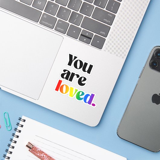 Sie werden geliebt aufkleber (Laptop mit iPhone)