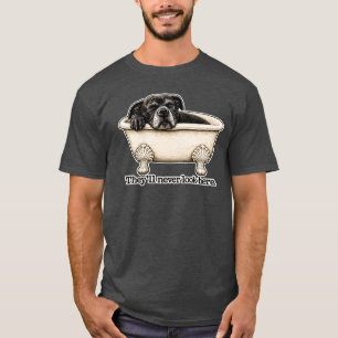 Sie werden hier nie hinschauen Schwarzer Pitbull-H T-Shirt