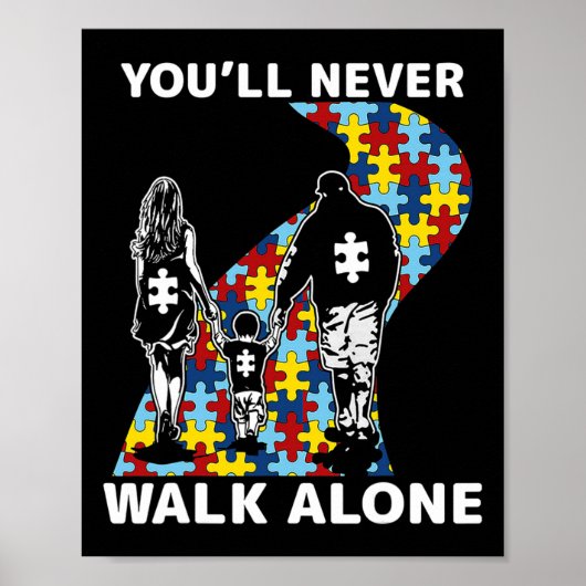Sie werden niemals allein auf Autismus aufmerksam Poster (Vorne)