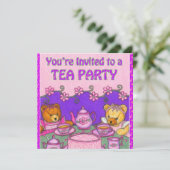Sie werden zu ein Tee-Party Card~Teddy Bären Einladung (Stehend Vorderseite)